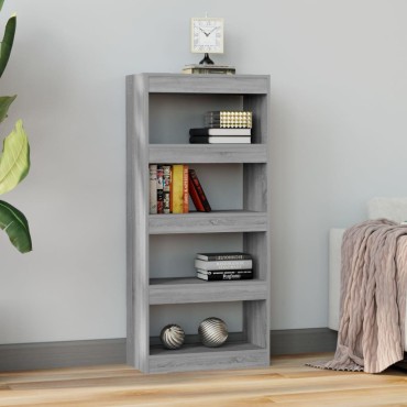 vidaXL Βιβλιοθήκη/Διαχωρ. Χώρου Γκρι Sonoma 60x30x135cm Επεξεργ. Ξύλο 1 τεμ.