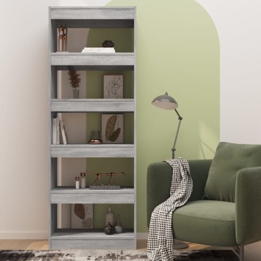 vidaXL Βιβλιοθήκη/Διαχωρ. Χώρου Γκρι Sonoma 60x30x166cm Επεξεργ. Ξύλο 1 τεμ.