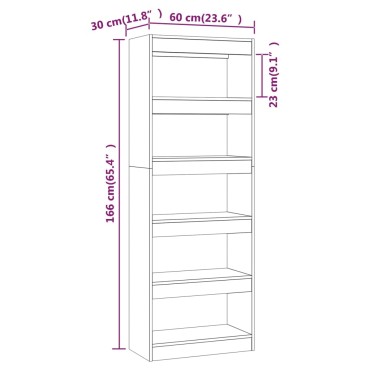 vidaXL Βιβλιοθήκη/Διαχωρ. Χώρου Γκρι Sonoma 60x30x166cm Επεξεργ. Ξύλο 1 τεμ.
