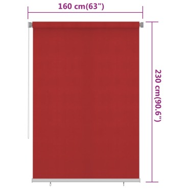 vidaXL Στόρι Σκίασης Ρόλερ Εξωτερικού Χώρου Κόκκινο 160 x 230 εκ. HDPE