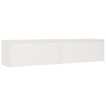 vidaXL Ντουλάπια Τοίχου 2 τεμ. Λευκά 80x30x35cm από Μασίφ Ξύλο Πεύκου