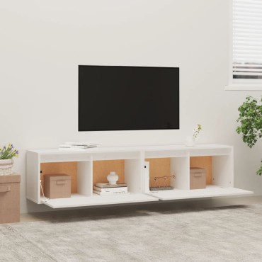 vidaXL Ντουλάπια Τοίχου 2 τεμ. Λευκά 80x30x35cm από Μασίφ Ξύλο Πεύκου