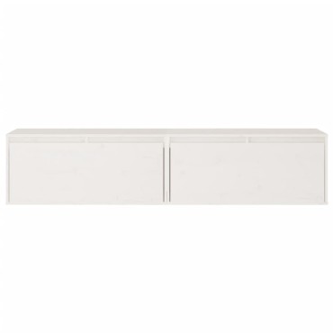 vidaXL Ντουλάπια Τοίχου 2 τεμ. Λευκά 80x30x35cm από Μασίφ Ξύλο Πεύκου