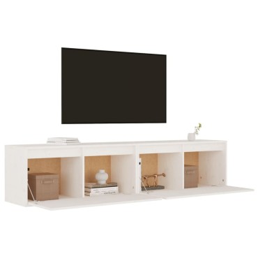 vidaXL Ντουλάπια Τοίχου 2 τεμ. Λευκά 80x30x35cm από Μασίφ Ξύλο Πεύκου
