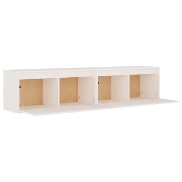 vidaXL Ντουλάπια Τοίχου 2 τεμ. Λευκά 80x30x35cm από Μασίφ Ξύλο Πεύκου