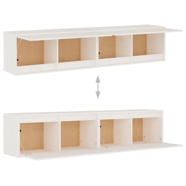 vidaXL Ντουλάπια Τοίχου 2 τεμ. Λευκά 80x30x35cm από Μασίφ Ξύλο Πεύκου