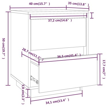 vidaXL Κομοδίνα 2 τεμ. 40x35x50cm από Μασίφ Ξύλο Πεύκου