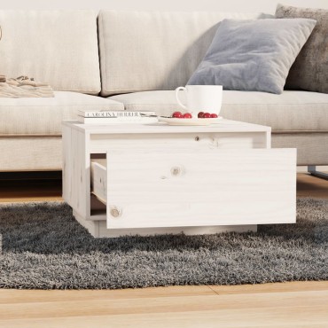 vidaXL Τραπεζάκι Σαλονιού Λευκό 55x56x32cm από Μασίφ Ξύλο Πεύκου 1 τεμ.