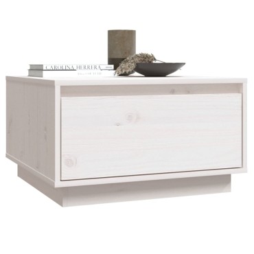 vidaXL Τραπεζάκι Σαλονιού Λευκό 55x56x32cm από Μασίφ Ξύλο Πεύκου 1 τεμ.