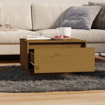 vidaXL Τραπεζάκι Σαλονιού Καφέ Μελί 55x56x32cm από Μασίφ Ξύλο Πεύκου 1 τεμ.