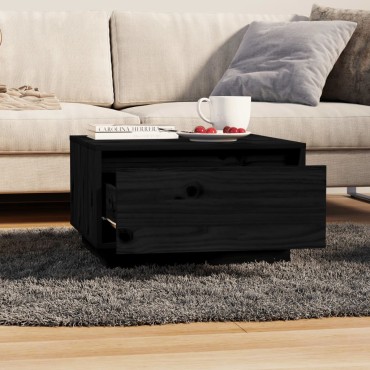vidaXL Τραπεζάκι Σαλονιού Μαύρο 55x56x32cm από Μασίφ Ξύλο Πεύκου 1 τεμ.
