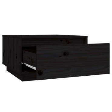 vidaXL Τραπεζάκι Σαλονιού Μαύρο 55x56x32cm από Μασίφ Ξύλο Πεύκου 1 τεμ.