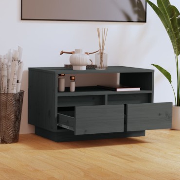 vidaXL Έπιπλο Τηλεόρασης Γκρι 60x35x37cm από Μασίφ Ξύλο Πεύκου