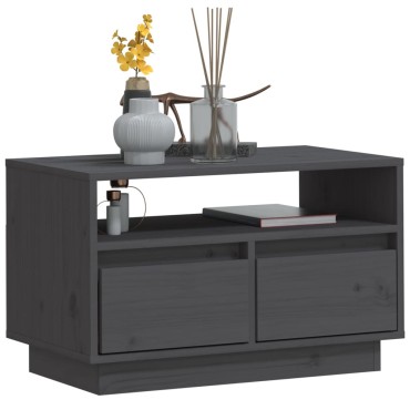 vidaXL Έπιπλο Τηλεόρασης Γκρι 60x35x37cm από Μασίφ Ξύλο Πεύκου