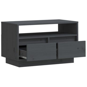 vidaXL Έπιπλο Τηλεόρασης Γκρι 60x35x37cm από Μασίφ Ξύλο Πεύκου