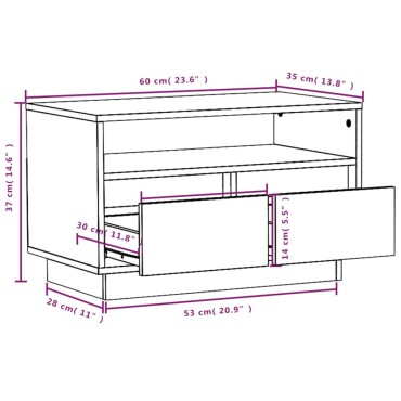 vidaXL Έπιπλο Τηλεόρασης Γκρι 60x35x37cm από Μασίφ Ξύλο Πεύκου