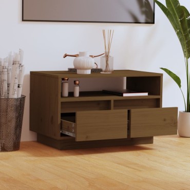 vidaXL Έπιπλο Τηλεόρασης Καφέ Μελί 60x35x37cm από Μασίφ Ξύλο Πεύκου