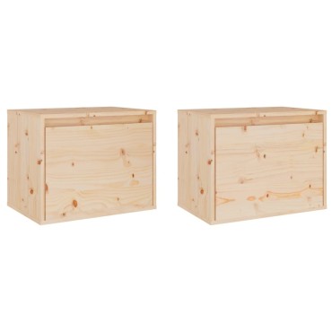 vidaXL Ντουλάπια Τοίχου 2 τεμ. 45x30x35cm από Μασίφ Ξύλο Πεύκου