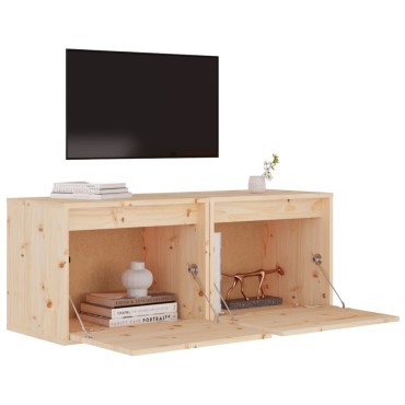 vidaXL Ντουλάπια Τοίχου 2 τεμ. 45x30x35cm από Μασίφ Ξύλο Πεύκου
