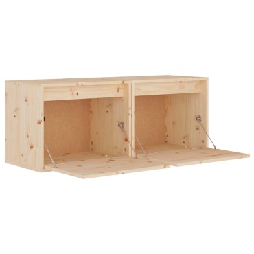 vidaXL Ντουλάπια Τοίχου 2 τεμ. 45x30x35cm από Μασίφ Ξύλο Πεύκου