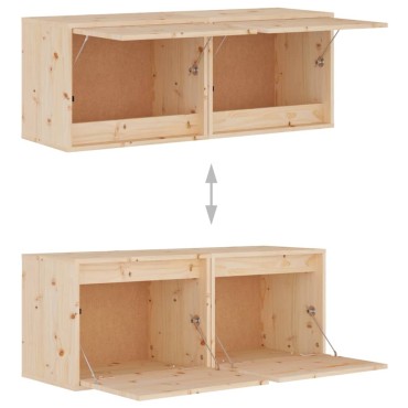 vidaXL Ντουλάπια Τοίχου 2 τεμ. 45x30x35cm από Μασίφ Ξύλο Πεύκου