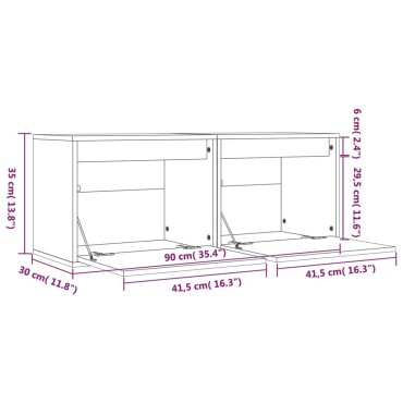 vidaXL Ντουλάπια Τοίχου 2 τεμ. Γκρι 45x30x35cm από Μασίφ Ξύλο Πεύκου