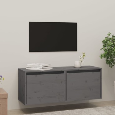 vidaXL Ντουλάπια Τοίχου 2 τεμ. Γκρι 45x30x35cm από Μασίφ Ξύλο Πεύκου