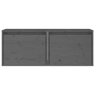 vidaXL Ντουλάπια Τοίχου 2 τεμ. Γκρι 45x30x35cm από Μασίφ Ξύλο Πεύκου