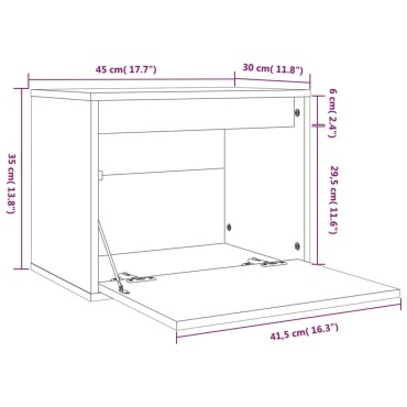 vidaXL Ντουλάπι Τοίχου Καφέ Μελί 45x30x35cm Μασίφ Ξύλο Πεύκου 1 τεμ.