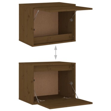 vidaXL Ντουλάπι Τοίχου Καφέ Μελί 45x30x35cm Μασίφ Ξύλο Πεύκου 1 τεμ.
