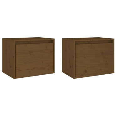 vidaXL Ντουλάπια Τοίχου 2 τεμ. Καφέ Μελί 45x30x35cm Μασίφ Ξύλο Πεύκου