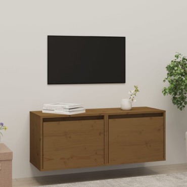 vidaXL Ντουλάπια Τοίχου 2 τεμ. Καφέ Μελί 45x30x35cm Μασίφ Ξύλο Πεύκου