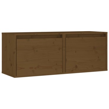 vidaXL Ντουλάπια Τοίχου 2 τεμ. Καφέ Μελί 45x30x35cm Μασίφ Ξύλο Πεύκου