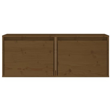 vidaXL Ντουλάπια Τοίχου 2 τεμ. Καφέ Μελί 45x30x35cm Μασίφ Ξύλο Πεύκου