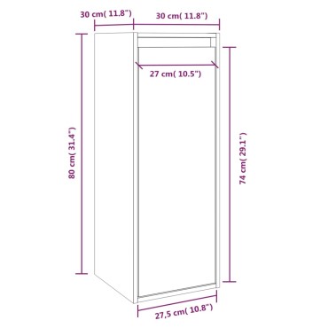 vidaXL Ντουλάπι Τοίχου Λευκό 30x30x80cm από Μασίφ Ξύλο Πεύκου 1 τεμ.