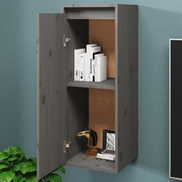 vidaXL Ντουλάπι Τοίχου Γκρι 30x30x80cm από Μασίφ Ξύλο Πεύκου 1 τεμ.