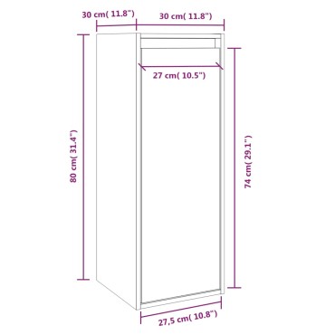 vidaXL Ντουλάπι Τοίχου Γκρι 30x30x80cm από Μασίφ Ξύλο Πεύκου 1 τεμ.