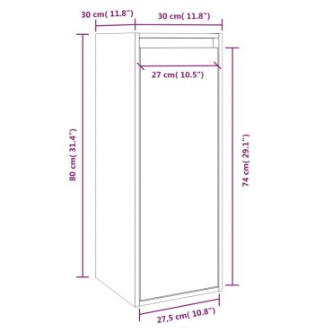vidaXL Ντουλάπι Τοίχου Μαύρο 30x30x80cm από Μασίφ Ξύλο Πεύκου 1 τεμ.