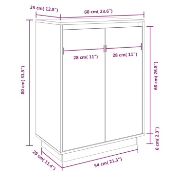 vidaXL Παπουτσοθήκη Λευκή 60x35x80cm από Μασίφ Ξύλο Πεύκου