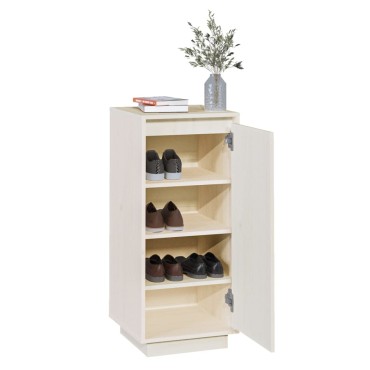 vidaXL Παπουτσοθήκη Λευκή 35x35x80cm από Μασίφ Ξύλο Πεύκου