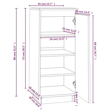 vidaXL Παπουτσοθήκη Λευκή 35x35x80cm από Μασίφ Ξύλο Πεύκου