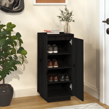 vidaXL Παπουτσοθήκη Μαύρη 35x35x80cm από Μασίφ Ξύλο Πεύκου