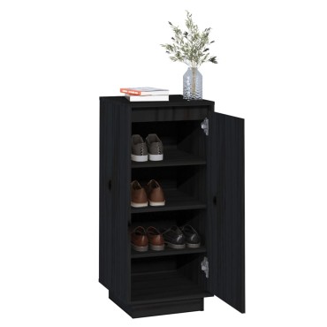 vidaXL Παπουτσοθήκη Μαύρη 35x35x80cm από Μασίφ Ξύλο Πεύκου