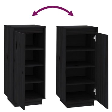 vidaXL Παπουτσοθήκη Μαύρη 35x35x80cm από Μασίφ Ξύλο Πεύκου