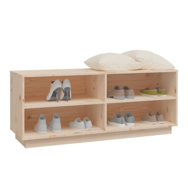 vidaXL Παπουτσοθήκη 110x34x45cm από Μασίφ Ξύλο Πεύκου