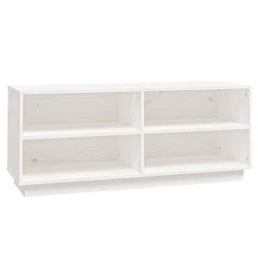 vidaXL Παπουτσοθήκη Λευκή 110x34x45cm από Μασίφ Ξύλο Πεύκου