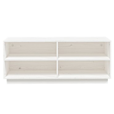 vidaXL Παπουτσοθήκη Λευκή 110x34x45cm από Μασίφ Ξύλο Πεύκου