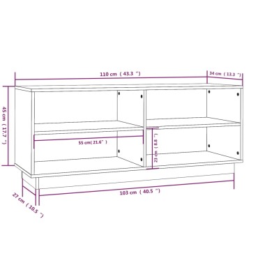 vidaXL Παπουτσοθήκη Λευκή 110x34x45cm από Μασίφ Ξύλο Πεύκου