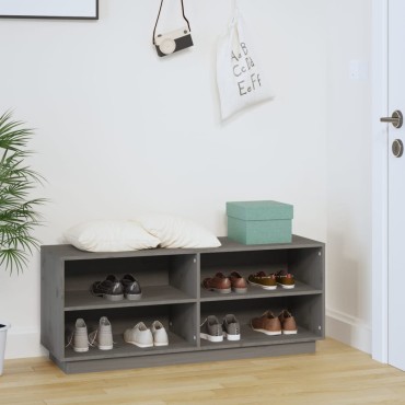 vidaXL Παπουτσοθήκη Γκρι 110x34x45cm από Μασίφ Ξύλο Πεύκου