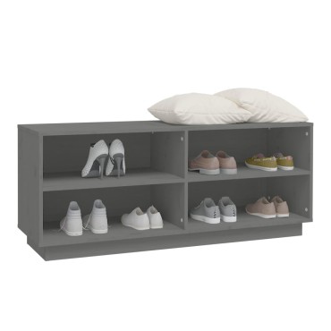 vidaXL Παπουτσοθήκη Γκρι 110x34x45cm από Μασίφ Ξύλο Πεύκου